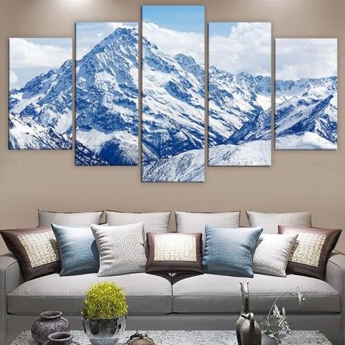 HD Printed 5 Piece painting Canvas Art Snow Mountain Wall painting for Living Room home decor landscape wall painting poster