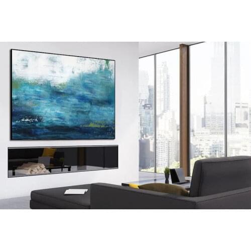 100% Handmade Large Ocean Canvas Oil Painting Original Turquoise Sea And Blue Sky Landscape Painting Modern Decor Free Shipping