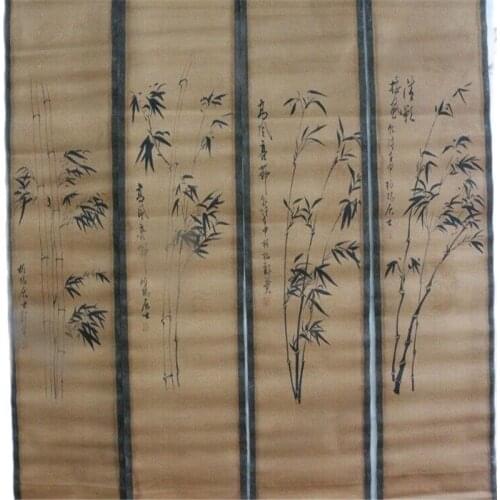 China Old Scroll Painting Four Screen Paintings Middle Hall Hanging Painting Zheng Banqiao Bamboo
