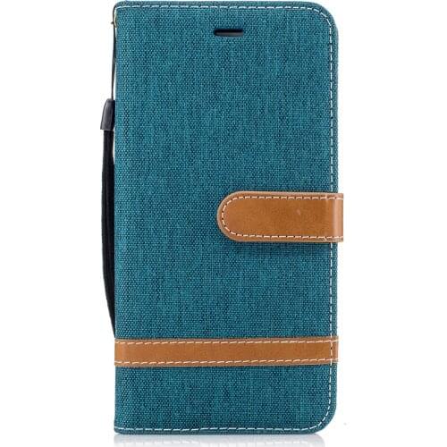 Cowboy Jean&PU Leather Cases for iPhone 7 Plus iPhone 8 Plus Kickstand Flip Mobile Phone Cases with Wallet Card Holders& Lanyard