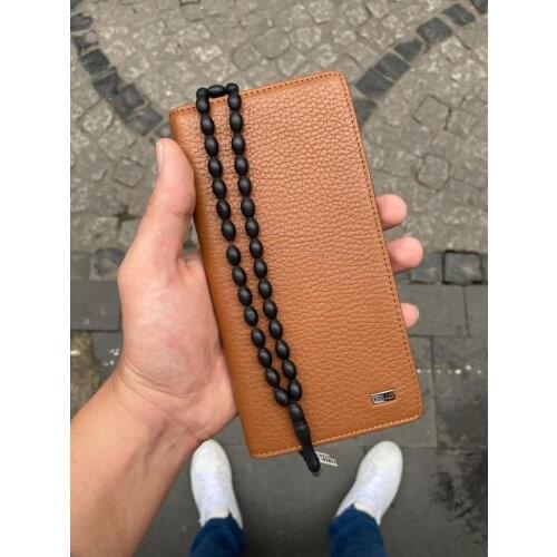Karalı Leather Karali Leather Phone Compartment The Kartlıkl Tan Genuine Leather wallet-Kuka Rosary gift