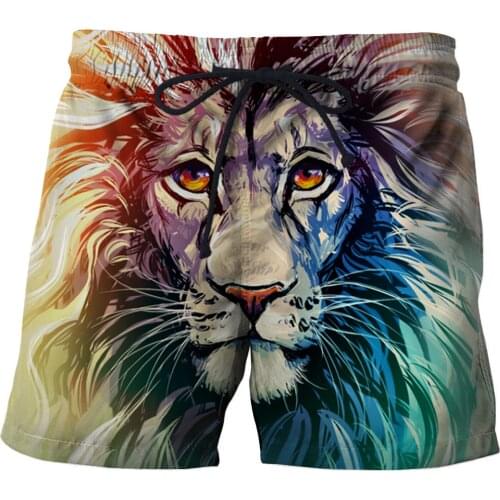 Summer Mans Beach Shorts Swim Sports S-6XL Pants Fire Tiger/Lion 3D Print Surfing Shorts Plus Size Male Gym Surf Board Swimsuit