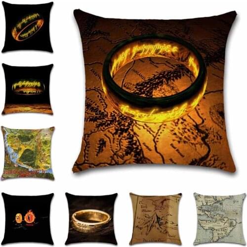 Rings Map Print Linen Cushion Cover Decorative Home Sofa Chair Car Seat Friend Kids Boy Bedroom Gift Pillowcase