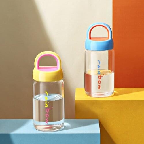 Mini Cute Colorful Kids Water Bottle 350ml Portable Glass Drinking Bottle Bpa Free Milk Shaker Bottle Outdoor Eco-friendly