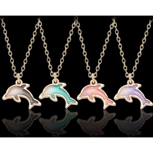 2020 NEW Trendy Creative DIY Jewelry Gold Enamel Alloy Dolphin Pendant Necklace for Women Exquisite Girl Child Pendant Necklace