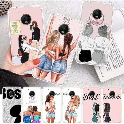 Girls Best Friends Forever BFF Soft Cover Phone Case For Motorola Moto G7 G9 G8 G6 G5 E6 E5 One Action Macro Power Plus Play EU