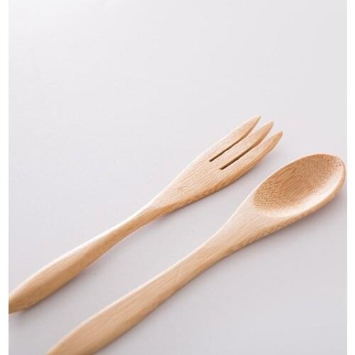 100 Sets Bamboo Fruit Forks 13.5cm Party Dessert Utensil Cutlery Set Dinner Tableware Set lin4571