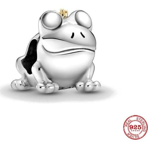 New Original Silver ColorTwo-tone Frog Prince Diy Beads Fit European Charms Bracelet Bangles Diy Jewelry P332