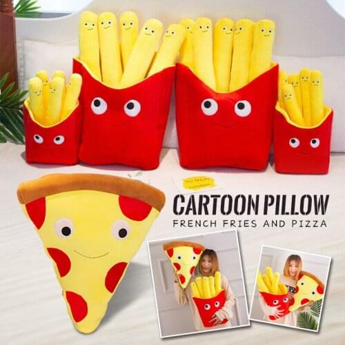 Baby Pillow French Fries Pillow Pizza Plush Dolls Kids Toys Home Decor Cartoon Pizza Design Soft Cushion Photo Props Girls Gift