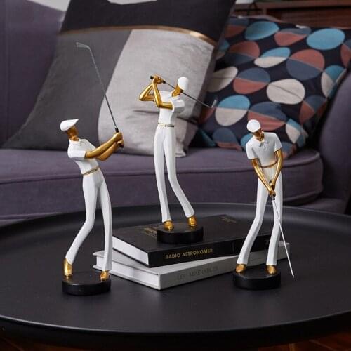 Resin Golf Man Sculpture Creative Wine Cabinet Living Room Crafts Character Statue Home Decoration Modern Figurines Wedding Gift