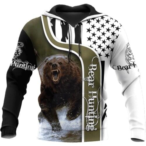 Bear hunting 3D Printed Hoodies for men and women Harajuku Fashion Hooded Sweatshirt Autumn Casual hoodie sudadera hombre DLD118