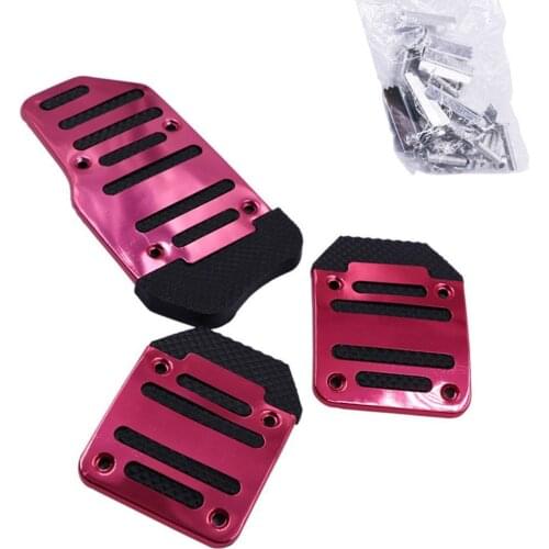 Universal Aluminum Manual Transmission 3 Pcs Non-Slip Kit Pedali Set Pedal Red/Blue/Silver Car Cover Styling Wholesale