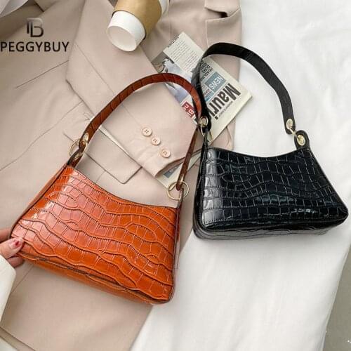 Crocodile Pattern PU Leather Female Shoulder Bag Fashion Ladies Armpit Bag Vintage Women Purse Handbags Small Clutch Totes