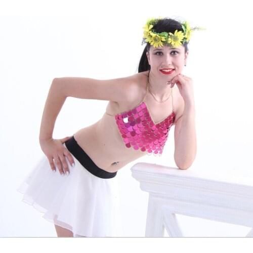 Women Backless Metal Crop Tops Bralette Summer Beach Party Club Sequin Vest Tank Tops