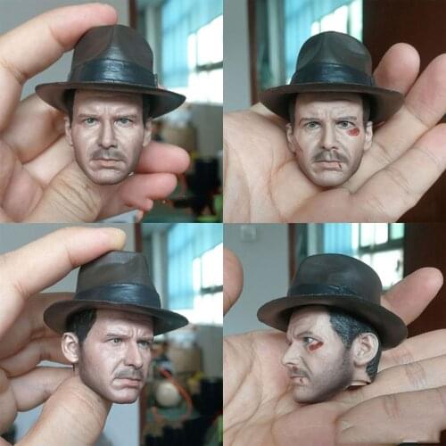 1/6 Young Harrison Ford Head Sculpt Cowboy Man Head Carved Normal/Damaged Version Fit 12'' Male Action Figure Body