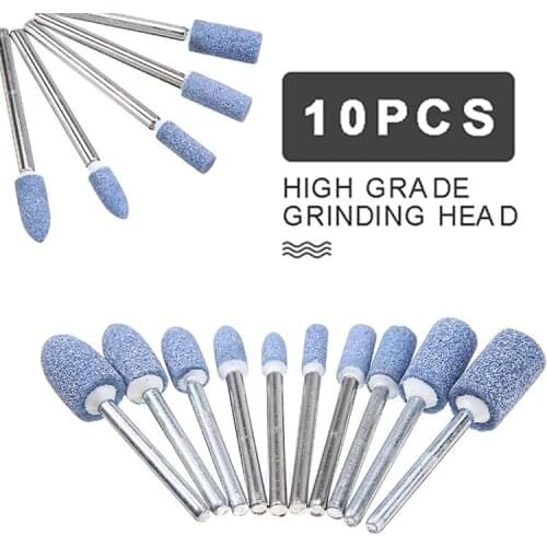 10pcs 4mm Flat Head Rotary Grinding Stones Wheel Chain Sharpener File Grindstone Abrasive 1/8" 3mm Shank For Metal Polishing