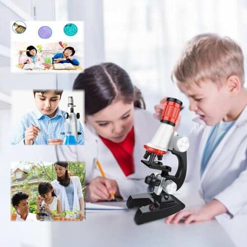 12pcs Early Education Kids 1200X Adjustable Focus Microscope w/Specimen Kit Toy Biological Science HD 1200x Microscope Toy