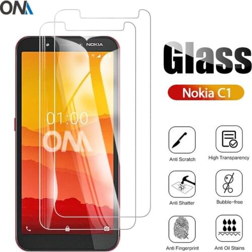 2Pcs Tempered Glass For Nokia C1 Screen Protector 2.5D 9H Premium Tempered Glass on the For Nokia C1 Screen Protective Film