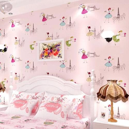3D Ballet Girl Cartoon Wallpaper Modern Non-woven Childrens Bedroom Background Wall Papers For Walls 3 D Panel Wall Home Decor