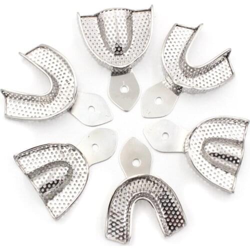 6Pcs/Set Dental Lab L/M/S Size Upper Lower Stainless Steel Impression Trays Dentisty Instrument Teeth Holder Tray Autoclavable