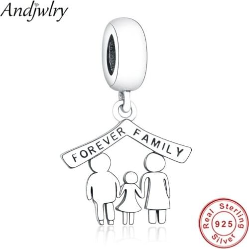 925 Sterling Silver Fit Original Pandora Charms Bracelet Forever Family Dangle Charm Pendant Berloques 925 Silver DIY Jewelry