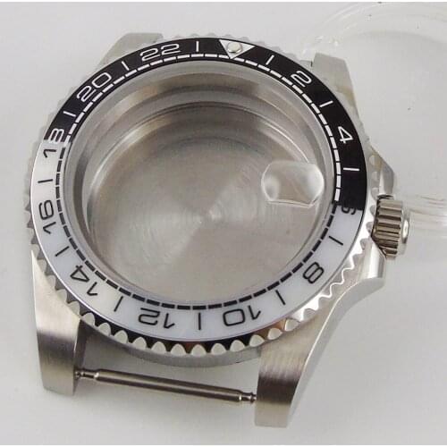 40mm Accessories Parts Sapphire Glass Black White Ceramic Bezel Watch Case Fit NH35A NH36A ETA 2836 Miyota 8215 MOVEMENT