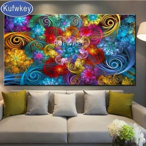 5D Diamond Painting Full Square Abstract clorful flower Fireworks Landscape Diamond Embroidery Cross Stitch Diamond Mosaic set