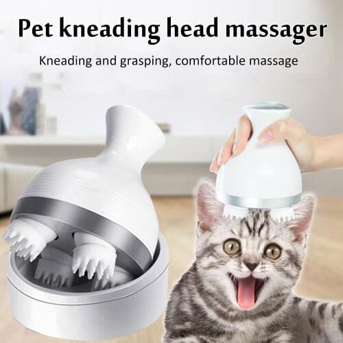 Automatic Cat Massager Head Message USB Charging 4pcs Soft Silicone Brushes Intelligent Rotate Pet Grooming Tools Pet Supplies