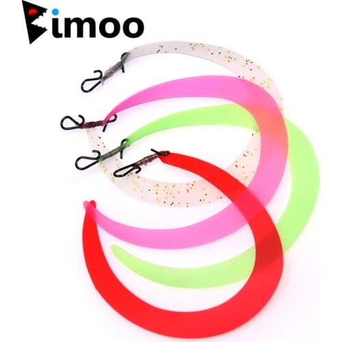 Bimoo 50PCS M Pretied Fishing Fly Wiggle Tails Lure / Jig Tails with Quick Snap for Predator Pike Trout Bass Saltwater Fishing