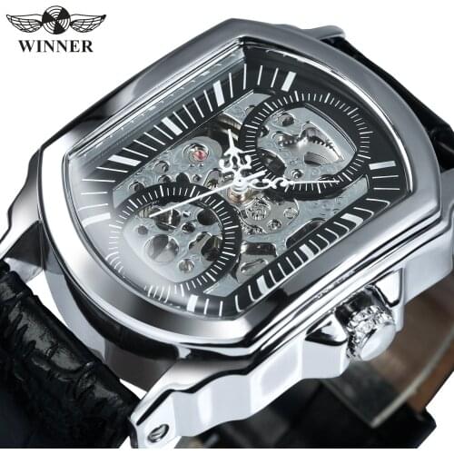 Forsining Retro Classic White Dial Blue Hands Transparent Skeleton Watch Men Automatic Mechanical Mens Watches Top Brand Luxury
