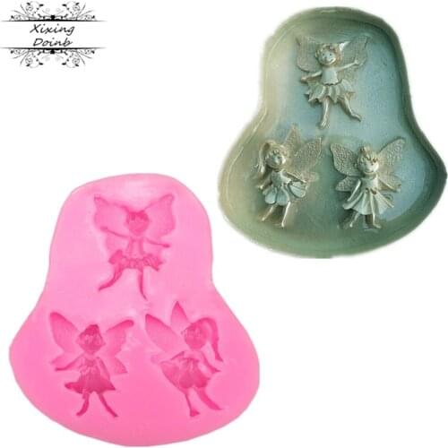 Flower Fairy girl Silicone Mold Gumpaste Chocolate Clay Candy Molds Fondant Cake Decorating Tools DIY