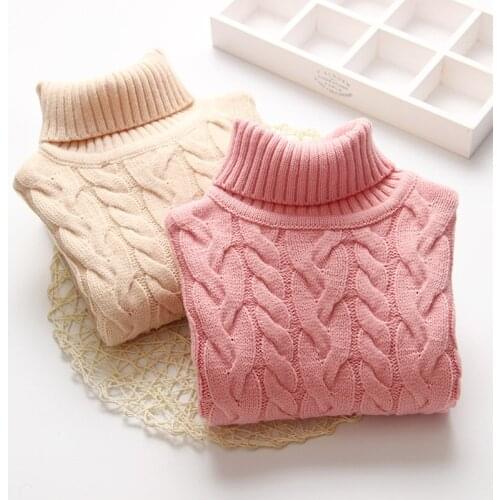 Baby Twist Sweater Winter Korean New Girls' Childrens Clothing Childrens Padded High Collar Knit Sweater