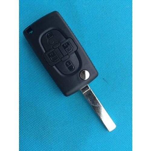 For Peugeot 1007 4 Button Key FOB Remote Case Flip Shell Blank Uncut VA2 Blade No Groove No Logo Car Accessoies Auto Parts Cheap