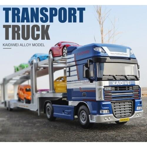 1:50 Double-decker Car Transporter Alloy Semi-trailer Childrens Toy Car Model Car Simulation Trailer Model Birthday Gift