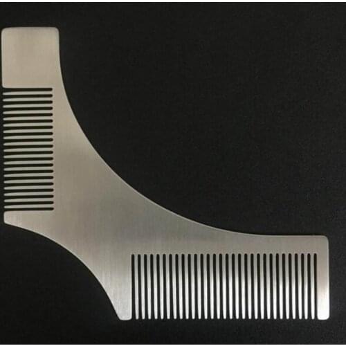 Camber angle two sides beard comb stainless steel beard template as sidebums styling tool as hairline facial hair trim tool