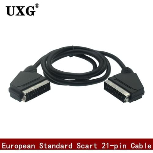 European Premium SCART 21 Pin Male To Male AV Lead Cable With Nickel-Plated Connector Extension Adapter Cable 1.5m 5FT