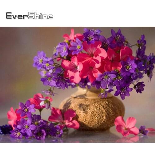 Evershine Diamond Painting Flowers Full Square Crystal Mosaic Diamond Embroidery Floral Cross Stitch Full Set Home Decoration