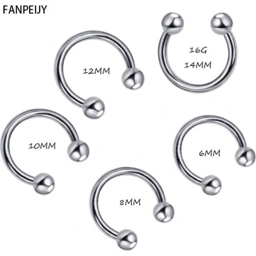 Fanpeijy Ear Cartilage Earring Hoop Clip Stainess Steel Nose Ring Piercing Body Horseshoe Seputm Jewelry 16g Piercing Nose Stud