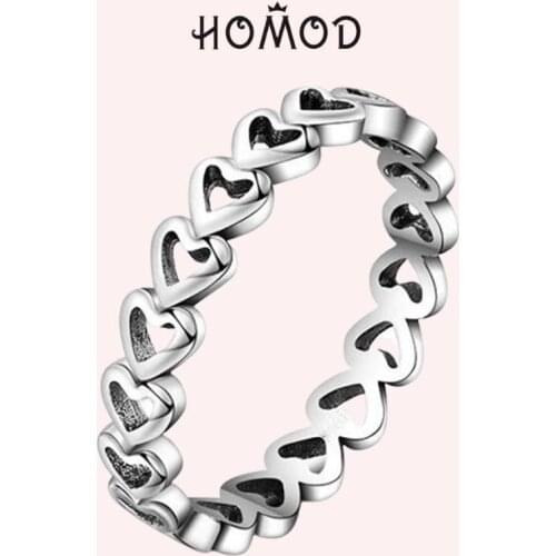 HOMOD 2019 New Silver color Forever Love Heart Finger Ring Original Brand Ring Women Jewelry Gift