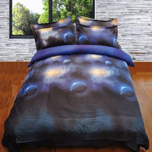 3d Galaxy bedding sets Queen Size Universe Outer Space Themed Bedspread 4pcs Blue Planet Nebula Bed Linen Sheets Duvet Cover Set