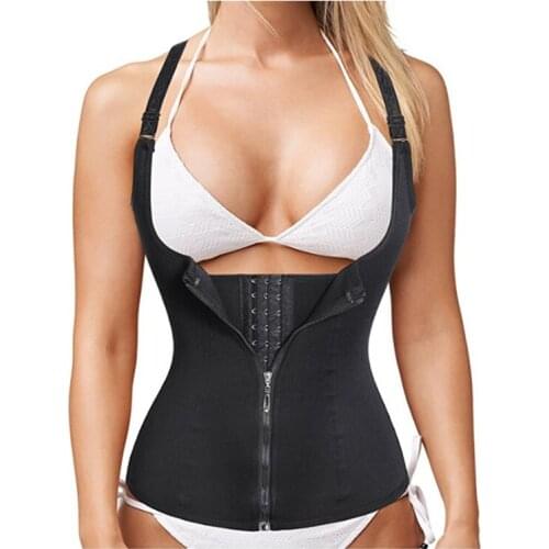 Waist Trainer Women Corset Zipper Vest Body Shaper Cincher Tank Top with Adjustable Straps Tummy Slimming Shapewear Vest