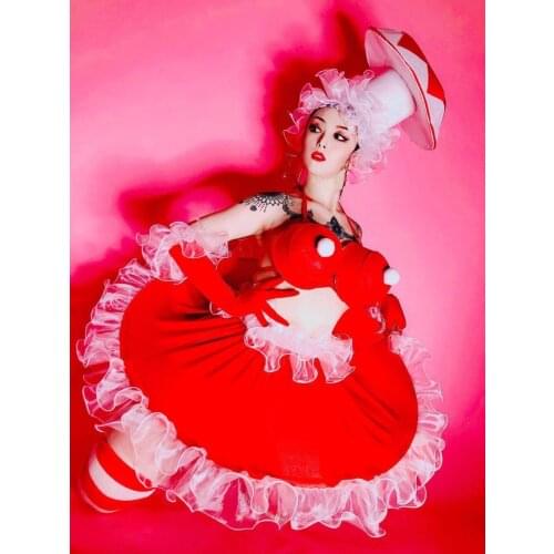 Halloween cosplay costumes Custom nightclub bar red mushroom gogo costume stage dance wear