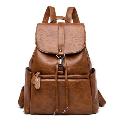 Leather Womens Backpacks Large Capacity Bag For Teenager Girls Fashion Solid Backpack Female Rucksacks Female backpack C1139