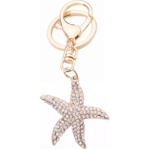Creative Crystal Animal Starfish Key Chain Ring Holder For Girl Bag Keychain Women Car Pendant Keyring Gift Accessories R045