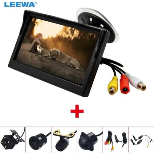 LEEWA 5" TFT LCD windshield Monitor With Rear View Backup Camera RCA Video System 2.4G Wireless & Cigarette Lighter Optional