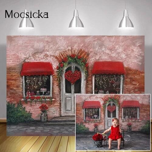 Flowers Shop Newborn Kids Portrait Backdrop Photography Oil Painting Style Floral Valentines Day Photo Background Studio Props