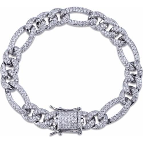 Fashion Box Lock Chain Bracelet For Men Hip Hop Bling Iced Out Paved Rhinestones CZ Rapper Bracelets Jewelry Gold Bijoux Gift