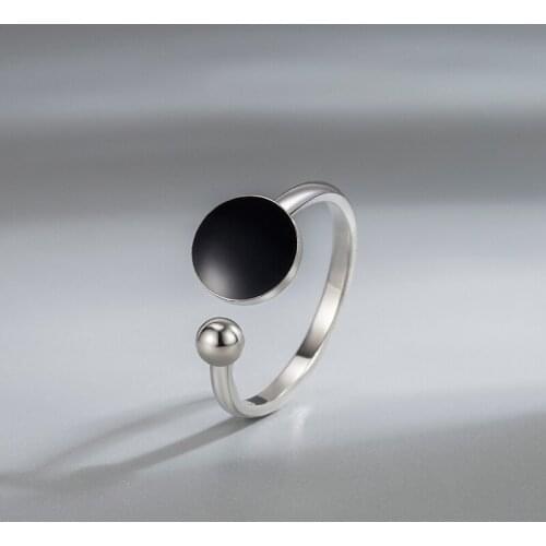 Fashion Graceful Round Black Point Open Ring For Women Simple Creative Daily Ring Accessory For Lady Charming Trendy Jewelry