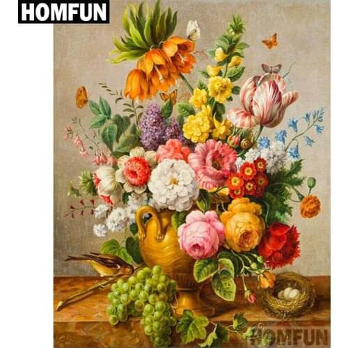 HOMFUN Full Square/Round Drill 5D DIY Diamond Painting "Colored flowers" Embroidery Cross Stitch 5D Home Decor Gift A06093