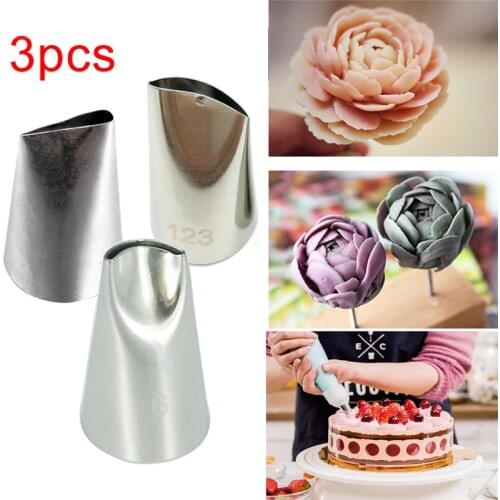 3pc Rose Flower Cake Decorating Tips Cream Icing Piping Fondant Nozzle Pastry Tools Dessert Decorating Tulip Molds #61#128 #123